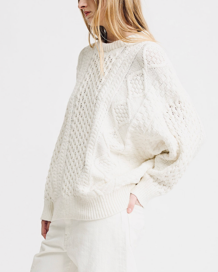 Oversized Aran Sweater | White