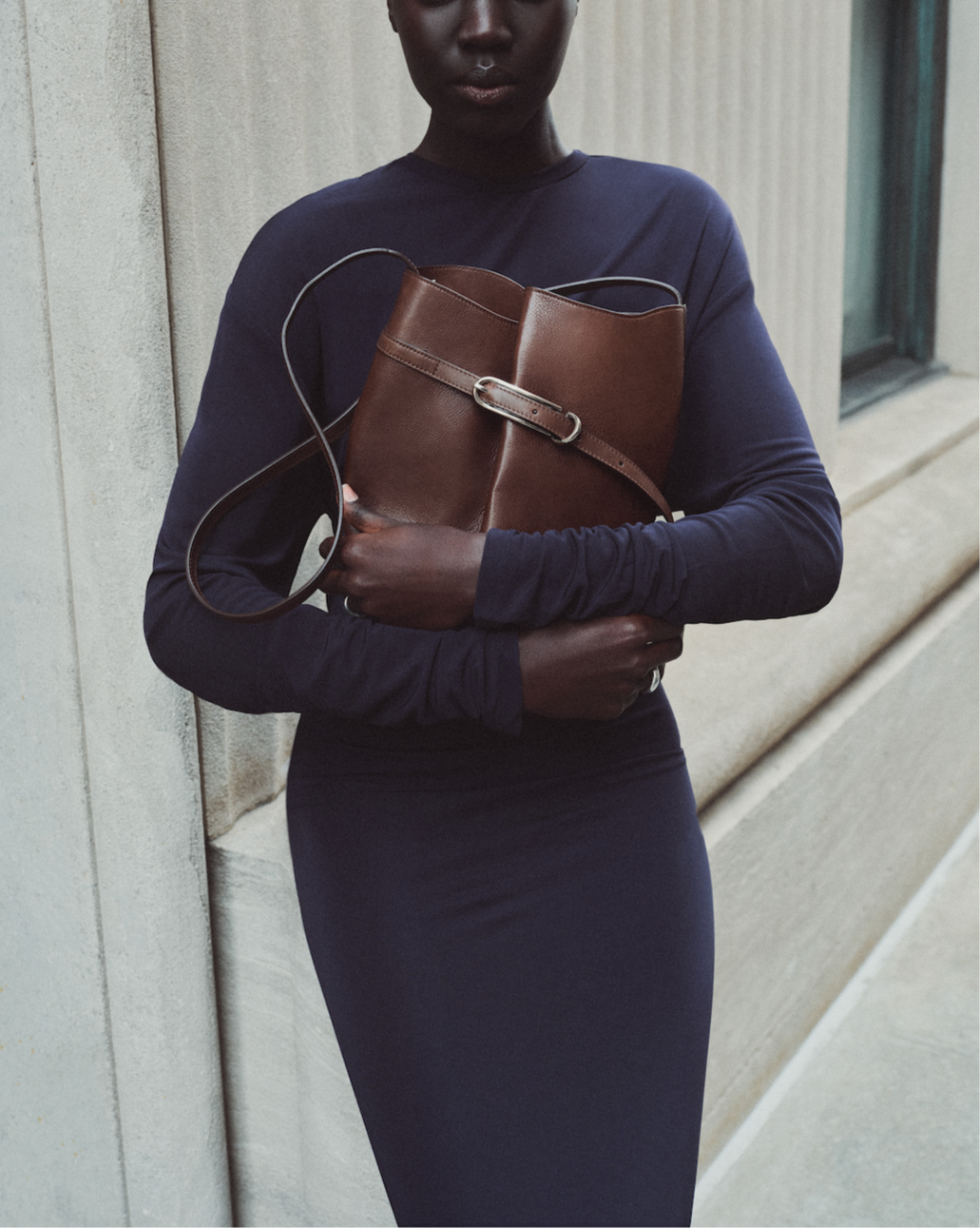 Belted Bucket Bag | Dark Brown Leather