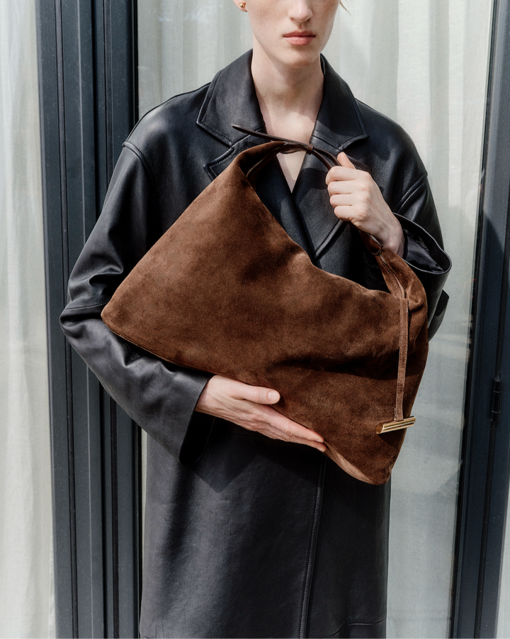 Pillow Hobo | Dark Brown Suede