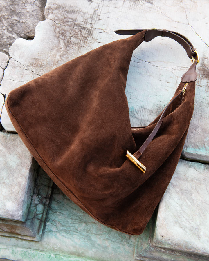 Pillow Hobo | Dark Brown Suede
