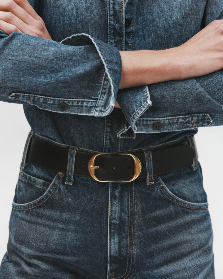 Nili Belt | Black W/ Antique Brass Buckle