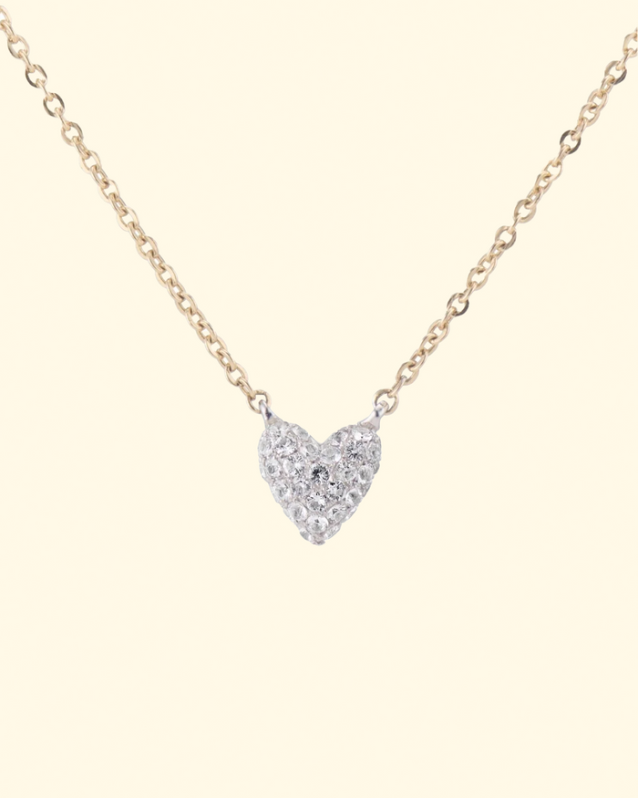 Sweet P Heart Necklace 14K Yellow & White Gold w/ white sapphires