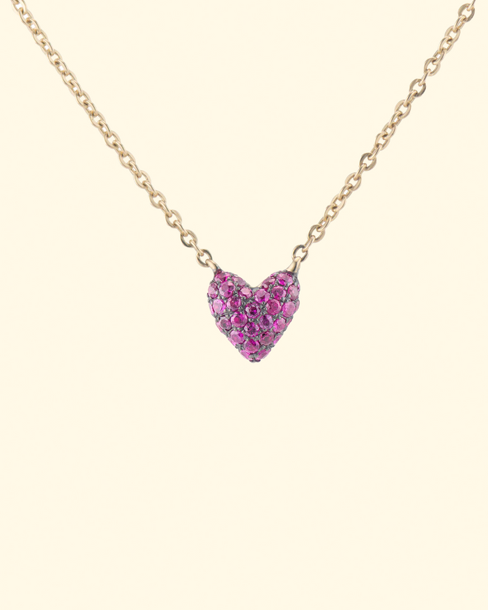Sweet P Heart Necklace 14K Yellow Gold w/ Rubies