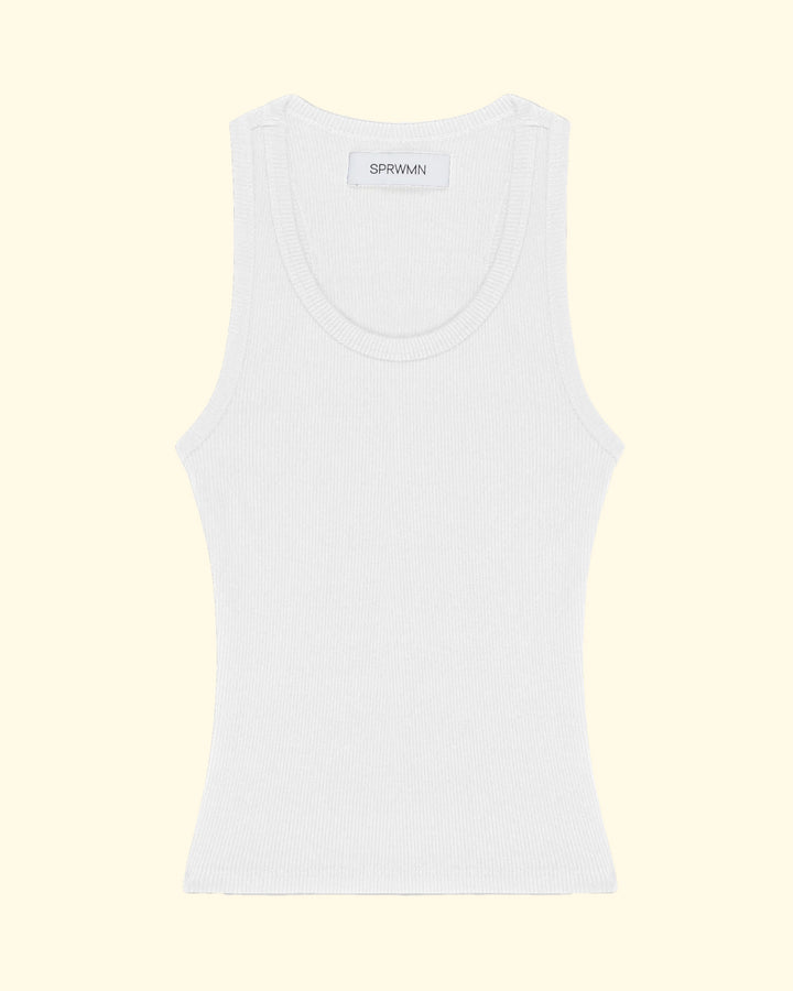 Fitted Scooped Tank | White