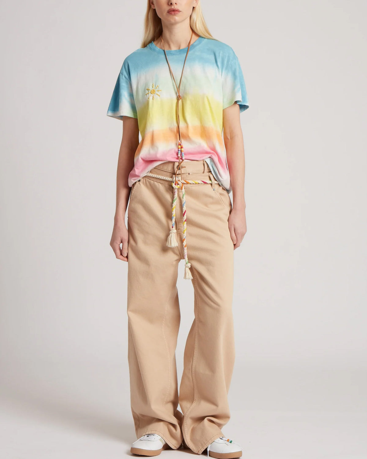 Tie Dye T-Shirt w/ Sun Embroidery | Multi