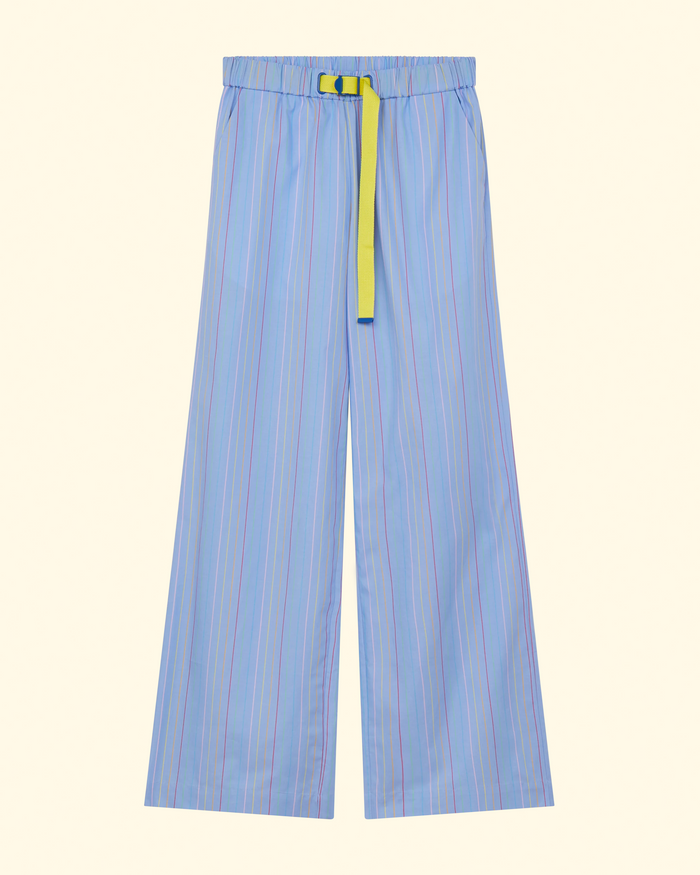 Relaxed Trouser with Canvas Belt | Blue Multi