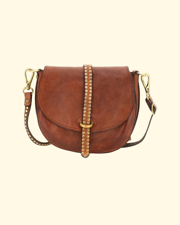 Kura Crossbody Bag w Studs | Cognac