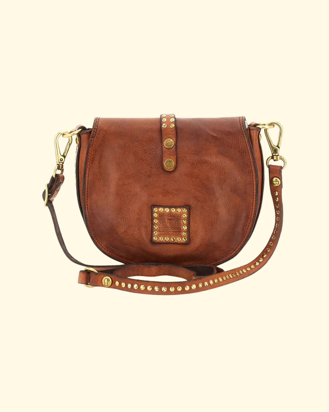 Kura Crossbody Bag w Studs | Cognac