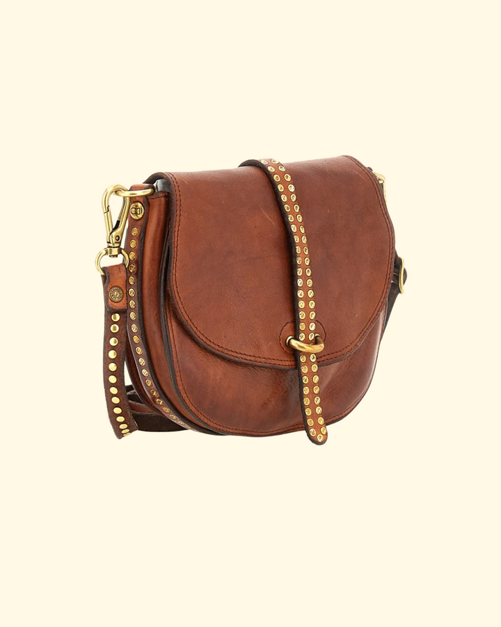 Kura Crossbody Bag w Studs | Cognac