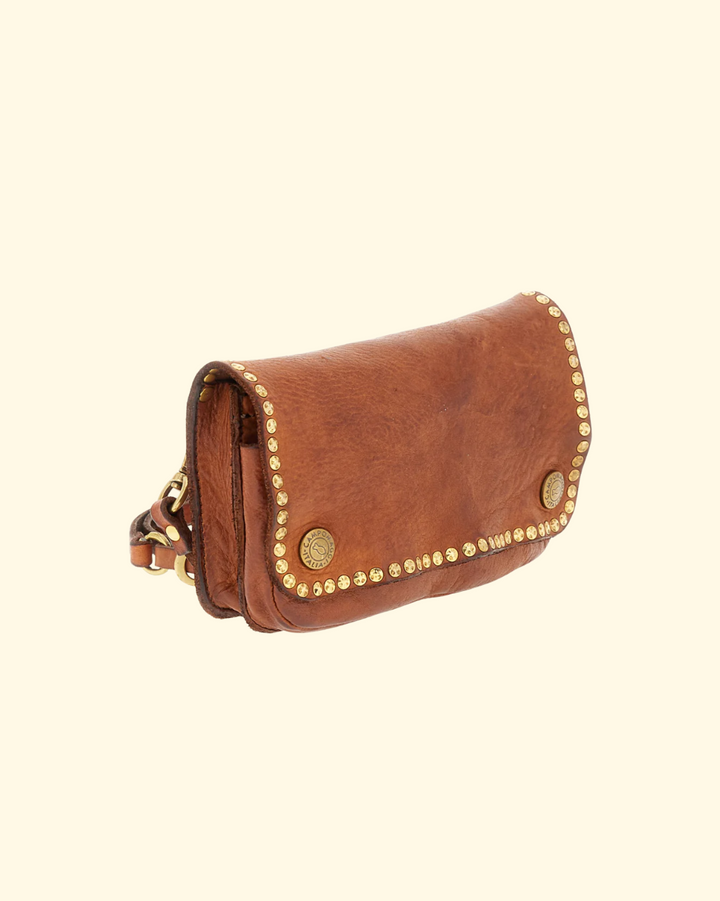 Kura Pochette Crossbody w Studs | Cognac