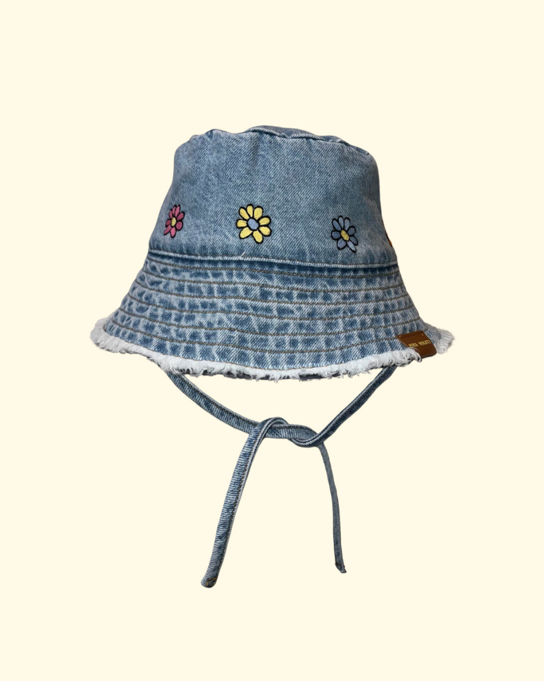 Embroidered Denim Bucket Hat | Light Wash