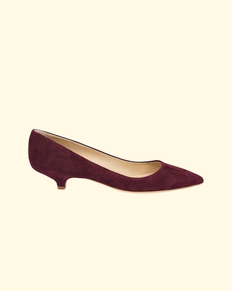 The Kitty Point Heel | Maroon Suede