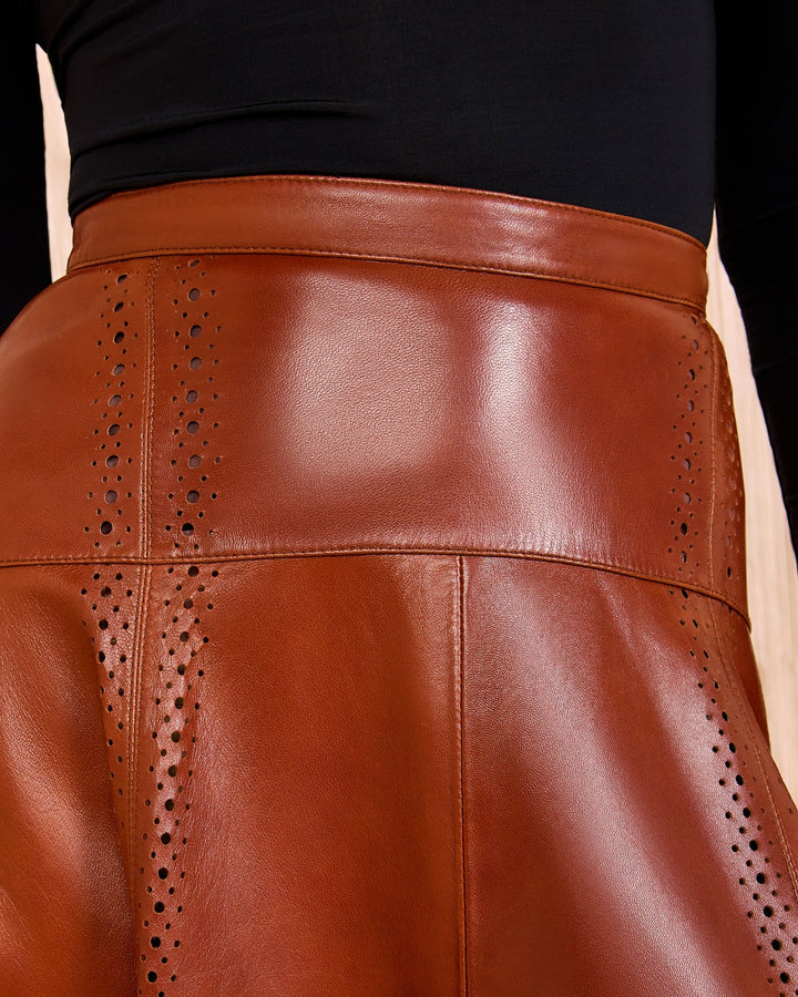 Aninda Leather Midi Skirt | Wenge