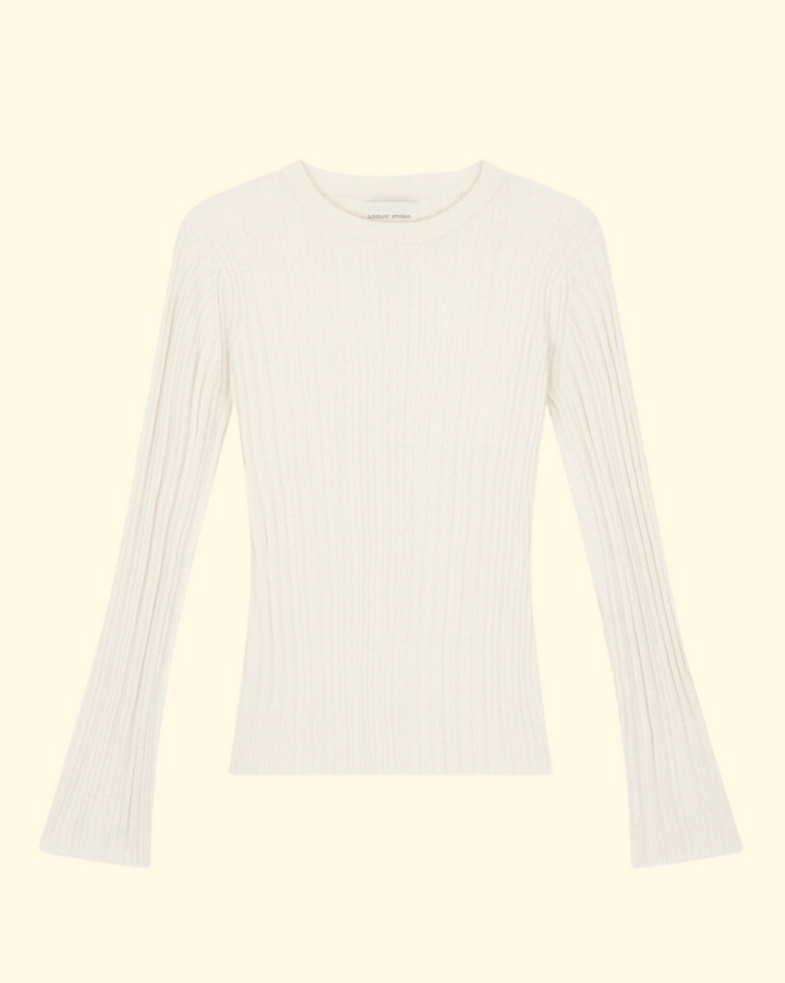 Elsa Rib Long Sleeve Top | Ivory