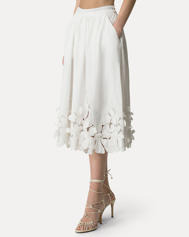 En Fleur Embroidery Skirt | Bianco