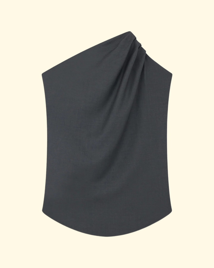 Lyra Draped Sleeveless Blouse | Black Melange