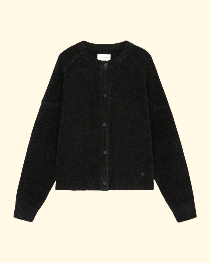 Fenton Velvet Yarn Cardigan | Black