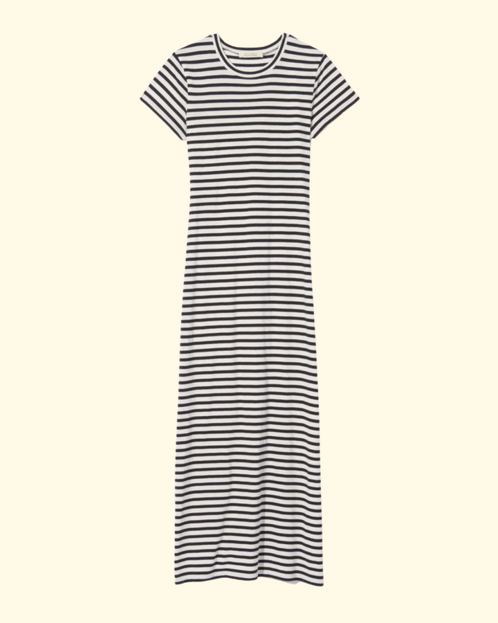 Lucinda Dress | Black/Ivory Stripe