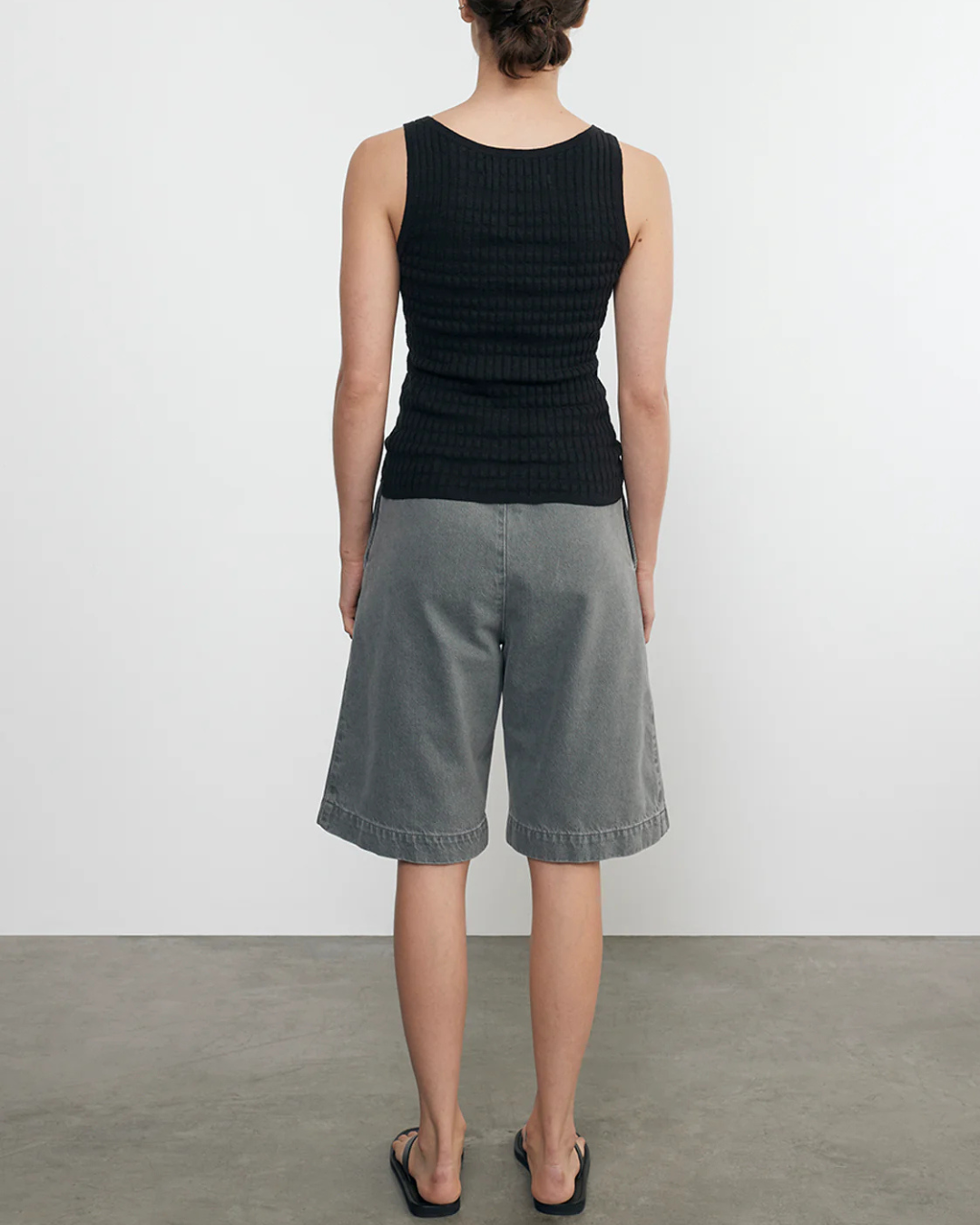 Linen Cotton Sweater Tank | Black