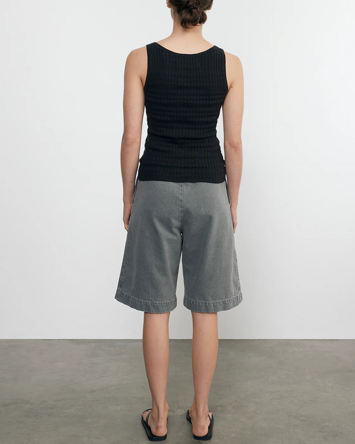 Linen Cotton Sweater Tank | Black