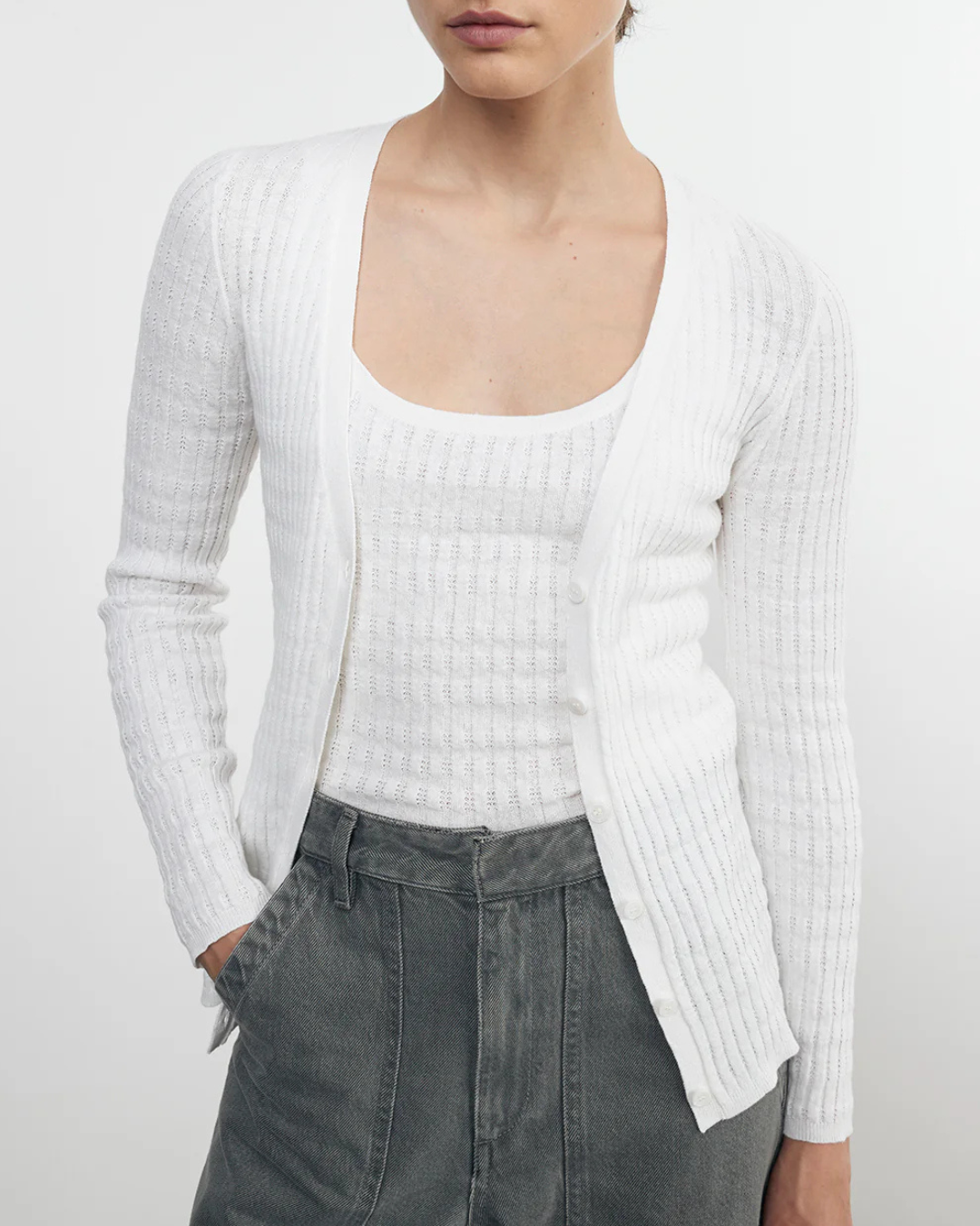 Linen Cotton Sweater Tank | White