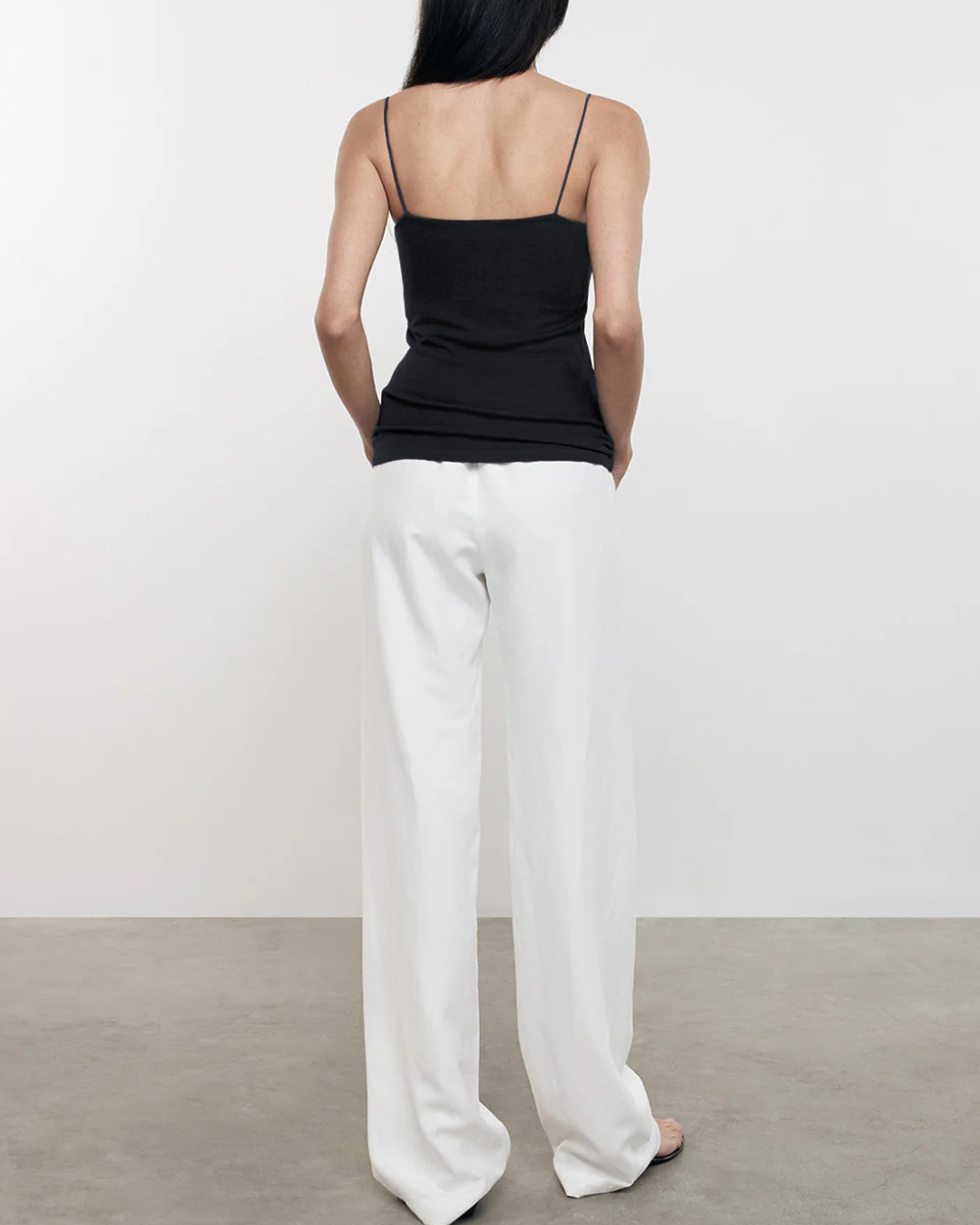 Silk Knit Strappy Essential Tank | Black