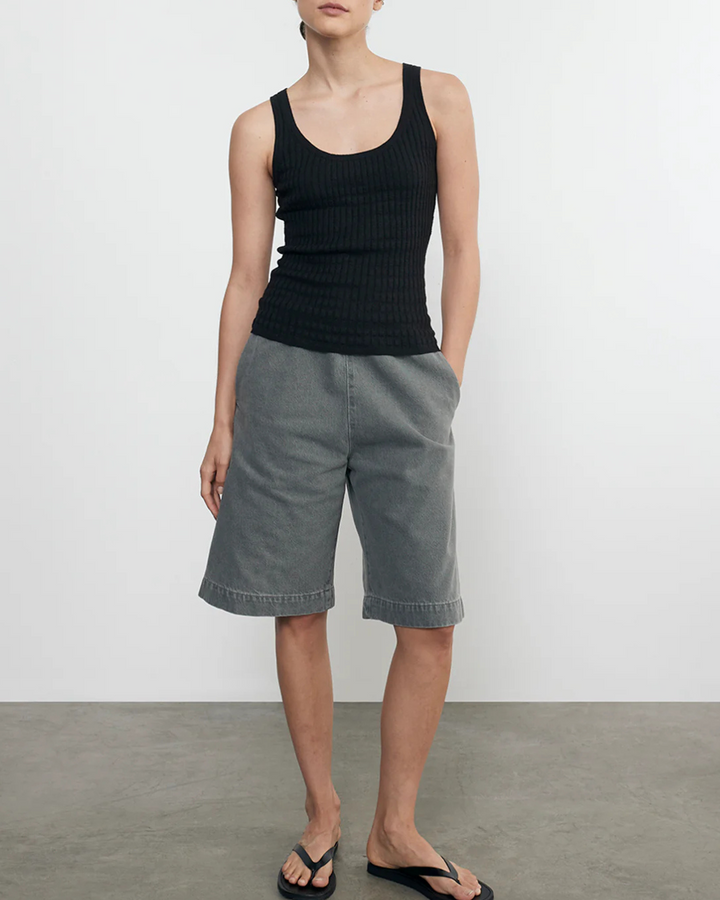 Linen Cotton Sweater Tank | Black