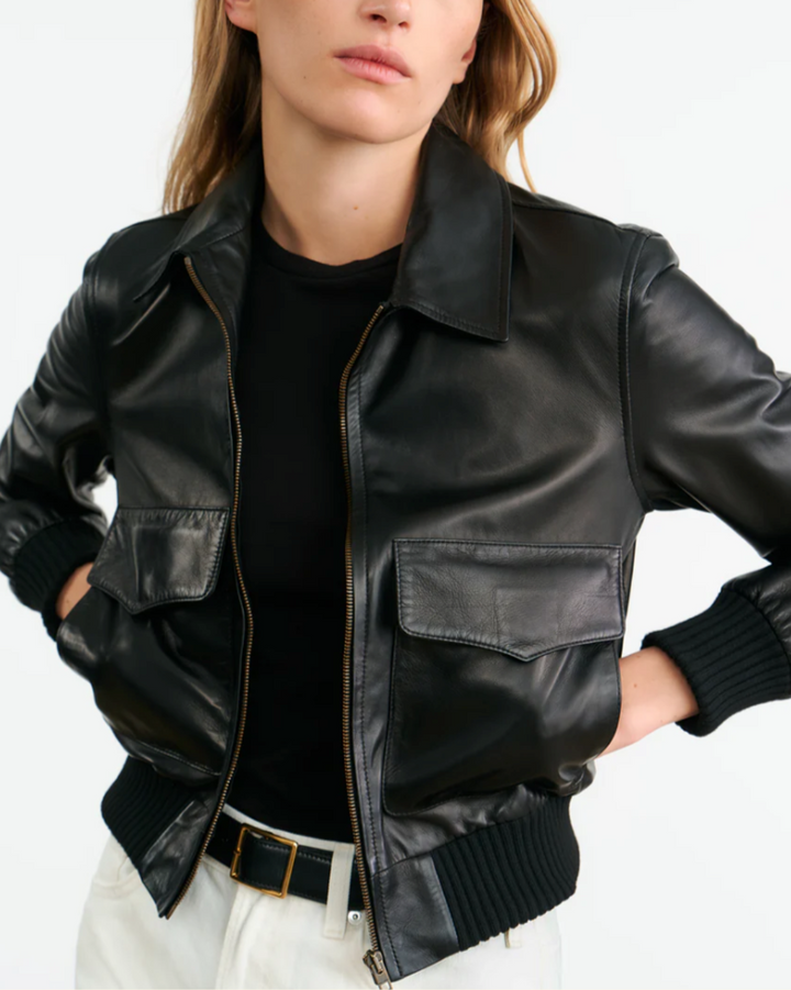 Redley Leather Bomber Jacket | Black
