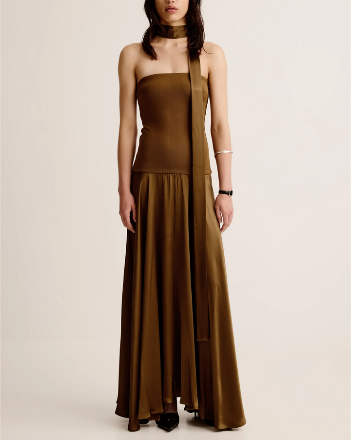 Lili Strapless Dress | Dark Olive