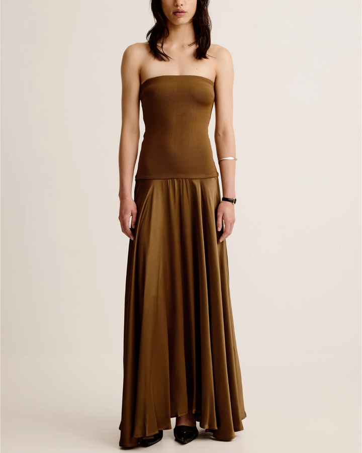 Lili Strapless Dress | Dark Olive