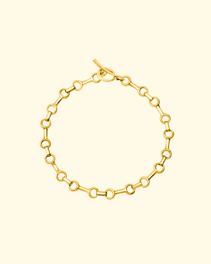 Mini Double Beam Chain Bracelet | Yellow Gold Plated Silver