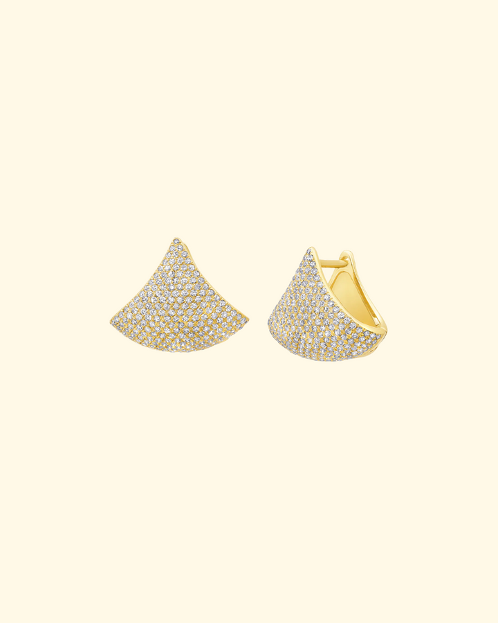 Large Apse Pave Earrings | Yellow Gold