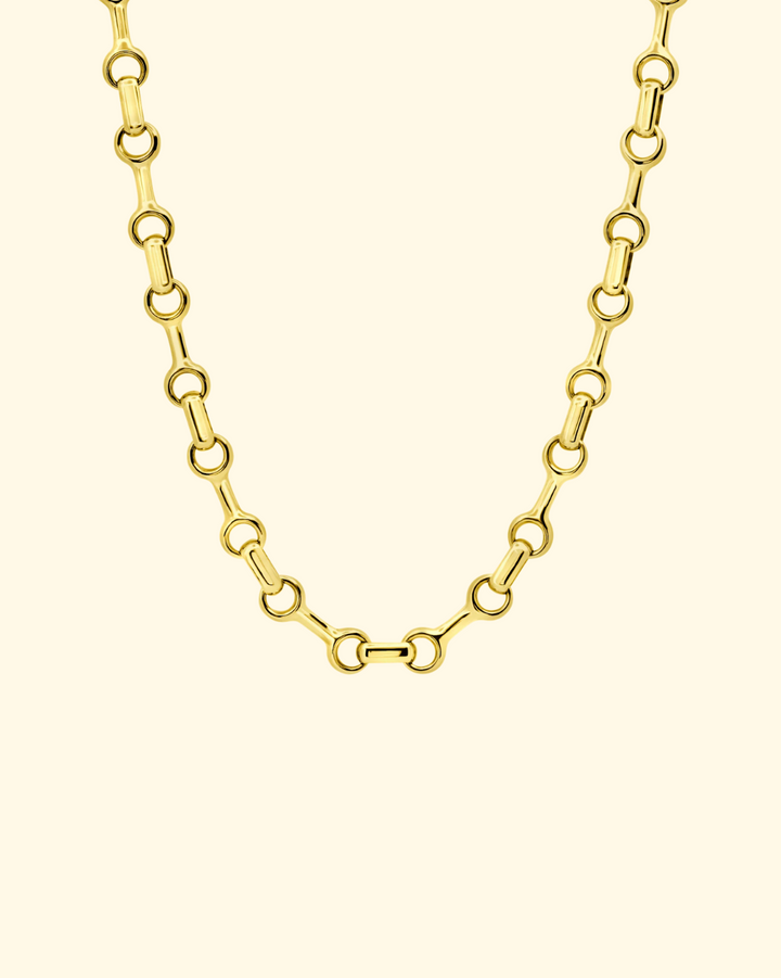 25mm Double Beam Necklace | Yellow Gold Plated Silver