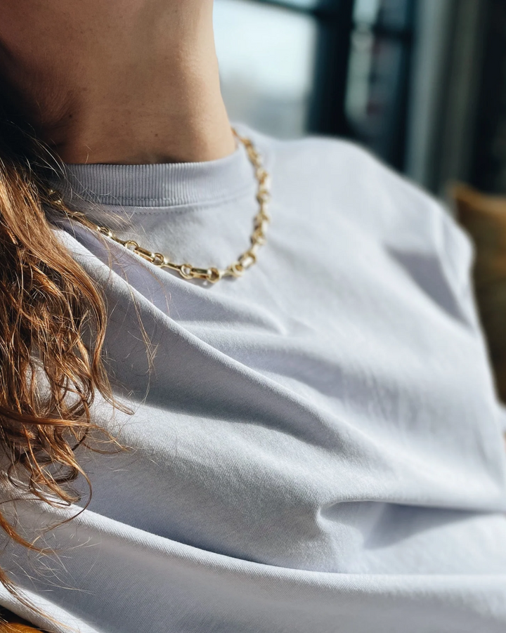 25mm Double Beam Necklace | Yellow Gold Plated Silver