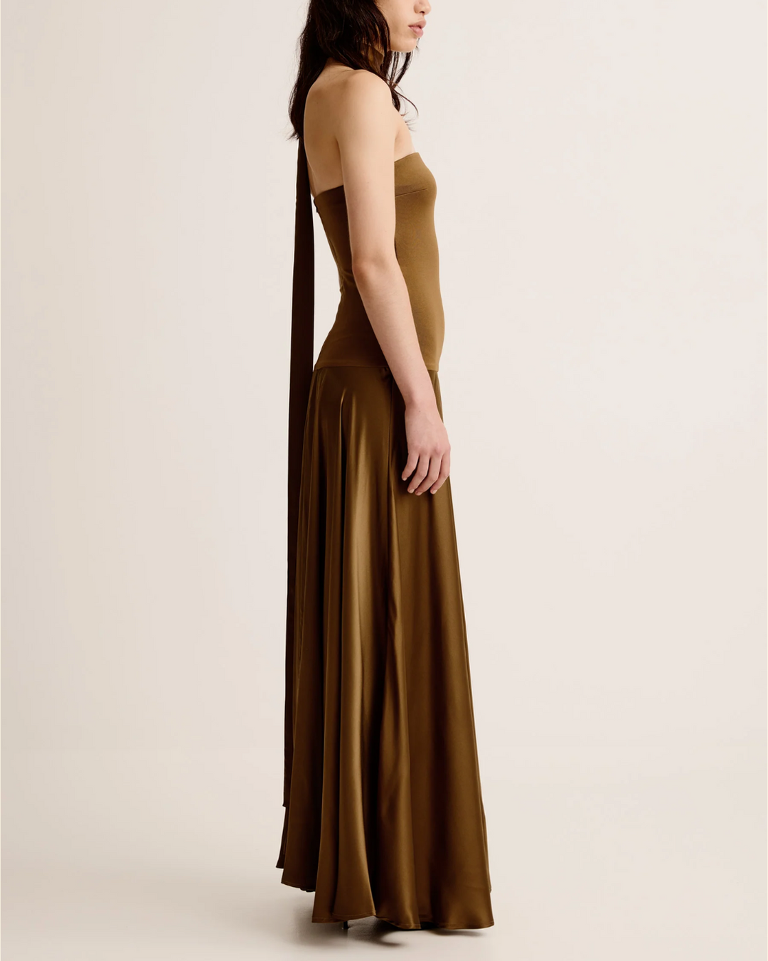 Lili Strapless Dress | Dark Olive