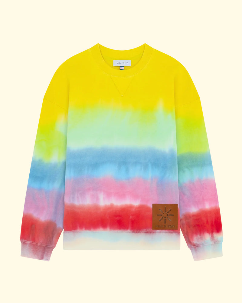 Tie Dye Leather Patch Sweatshirt | Multi