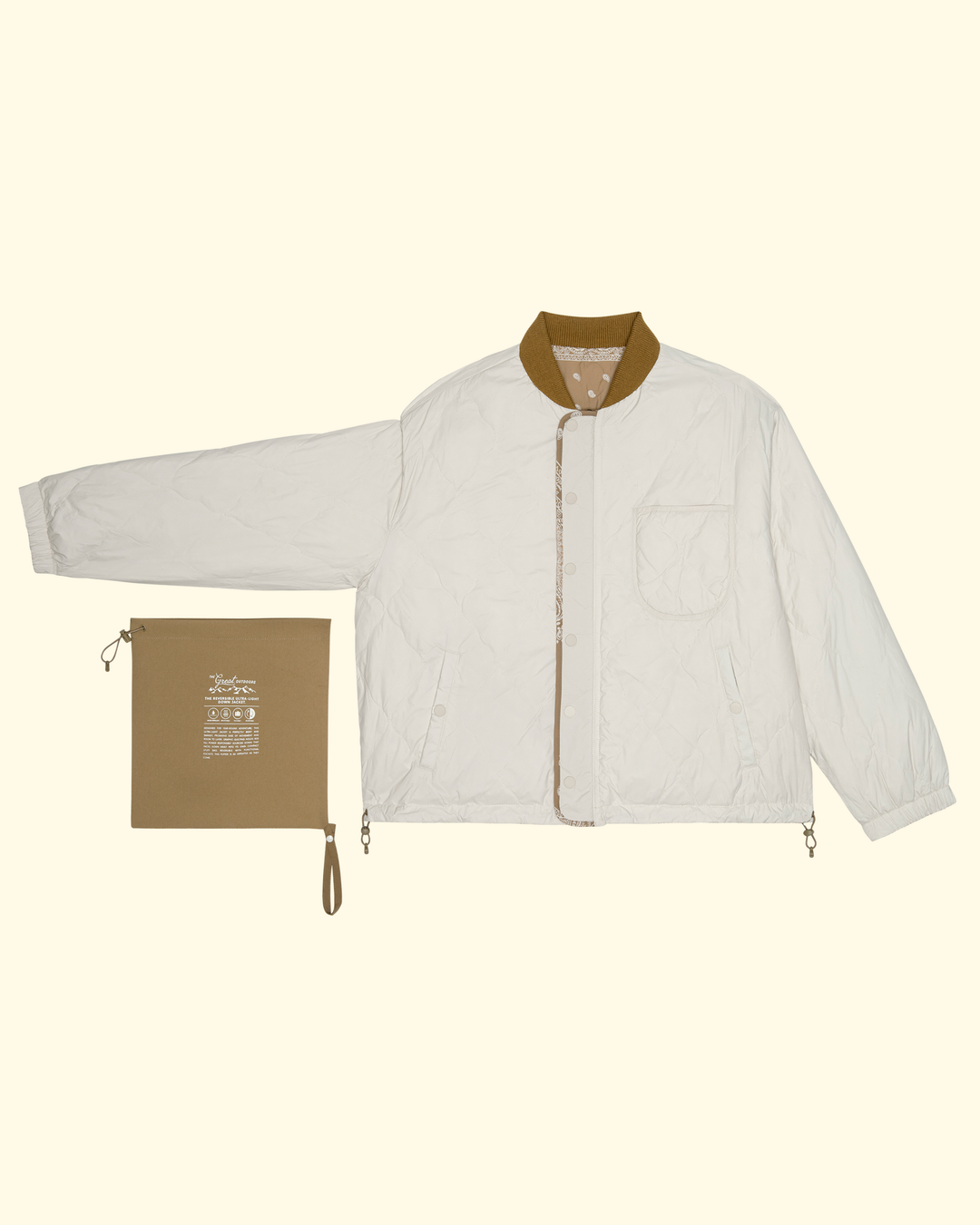 Reversible Ultra Light Puffer | Khaki Bandana