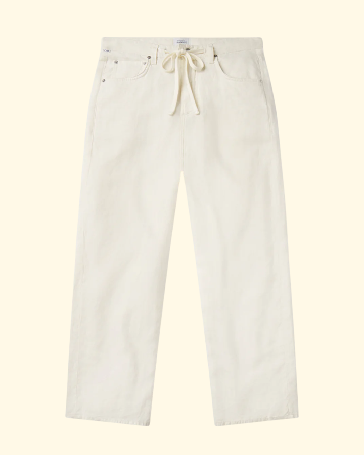 Brynn Drawstring Linen Trouser | Vanilla