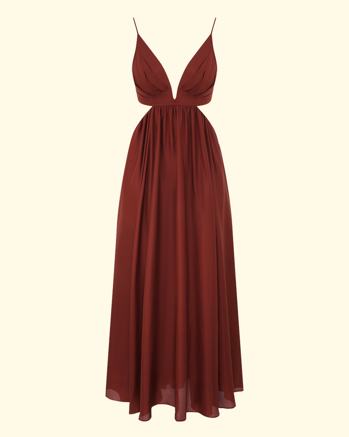 Wanderlust Plunge Maxi Dress | Burgundy