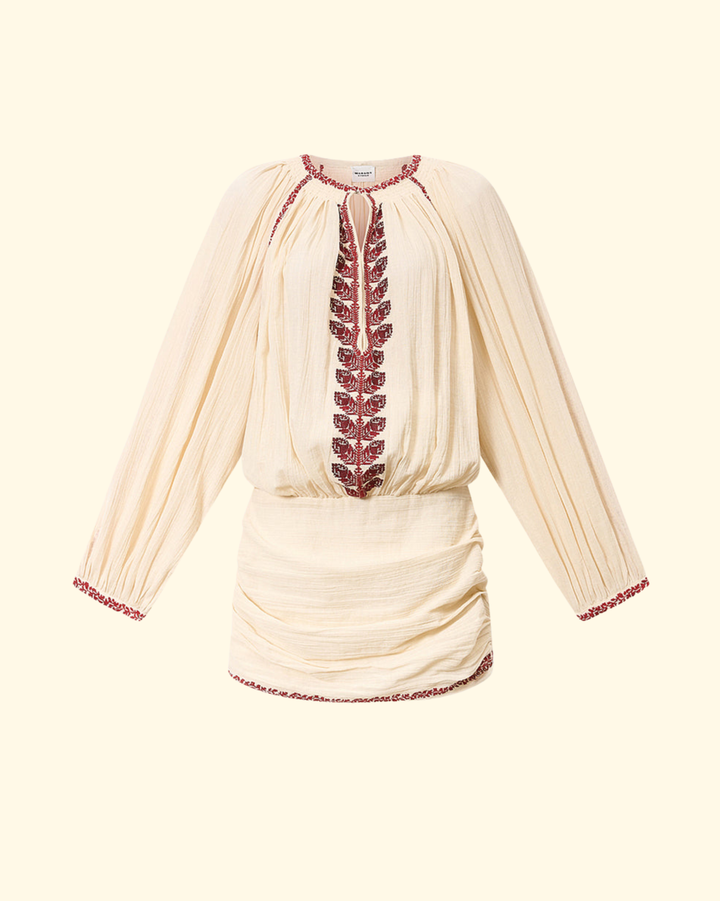 Ludy Dress | Beige/Red