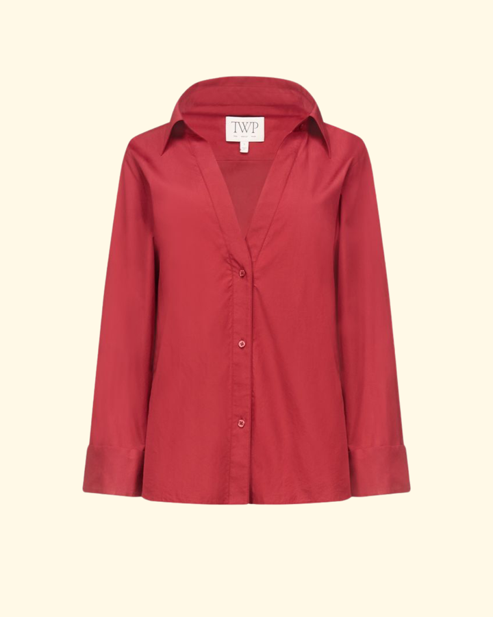 Deep V Relaxed Shirt | Karanda Red