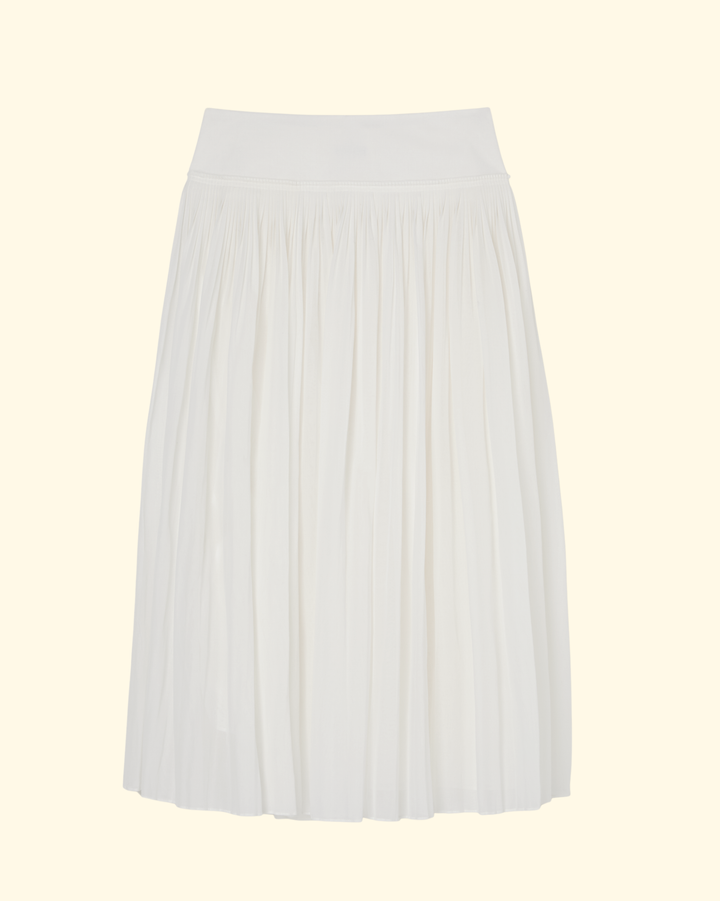 Pleated Cotton Muslin Skirt | Optic White