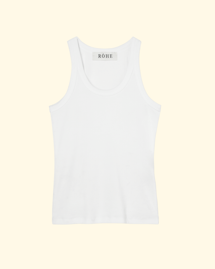 Scoop Neck Rib Top | Optic White