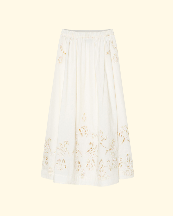 Embroidery Popline Skirt | Avorio