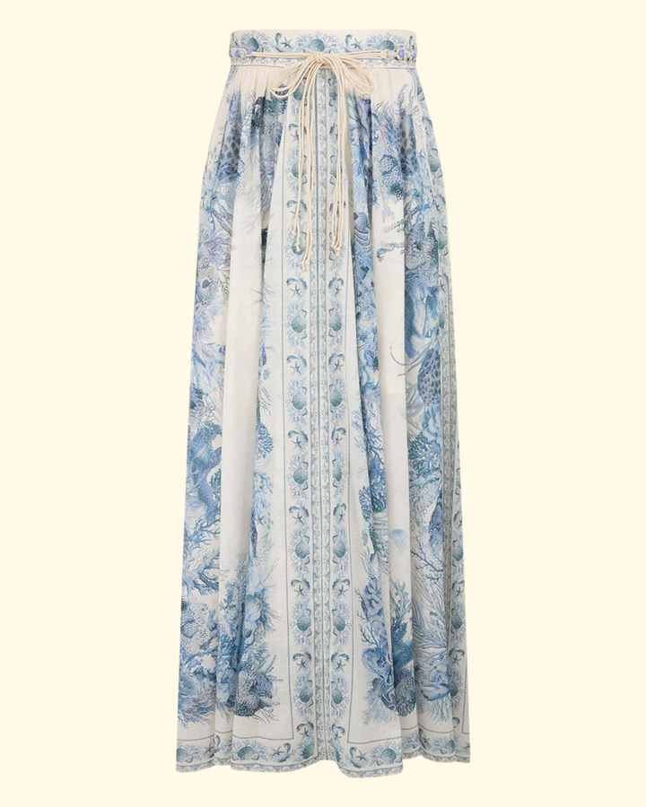 Wanderlust A-Line Maxi Skirt | Blue Toile