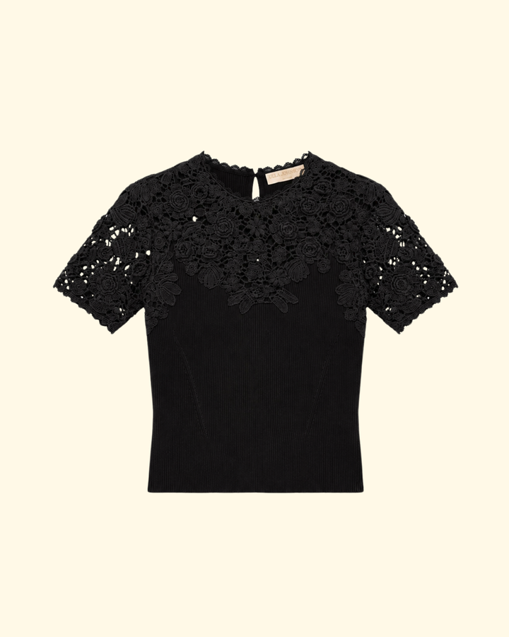 Clelia SS Crochet Top | Noir