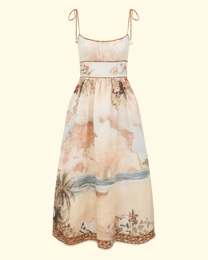 Mahon Picnic Dress | Island Map Blue