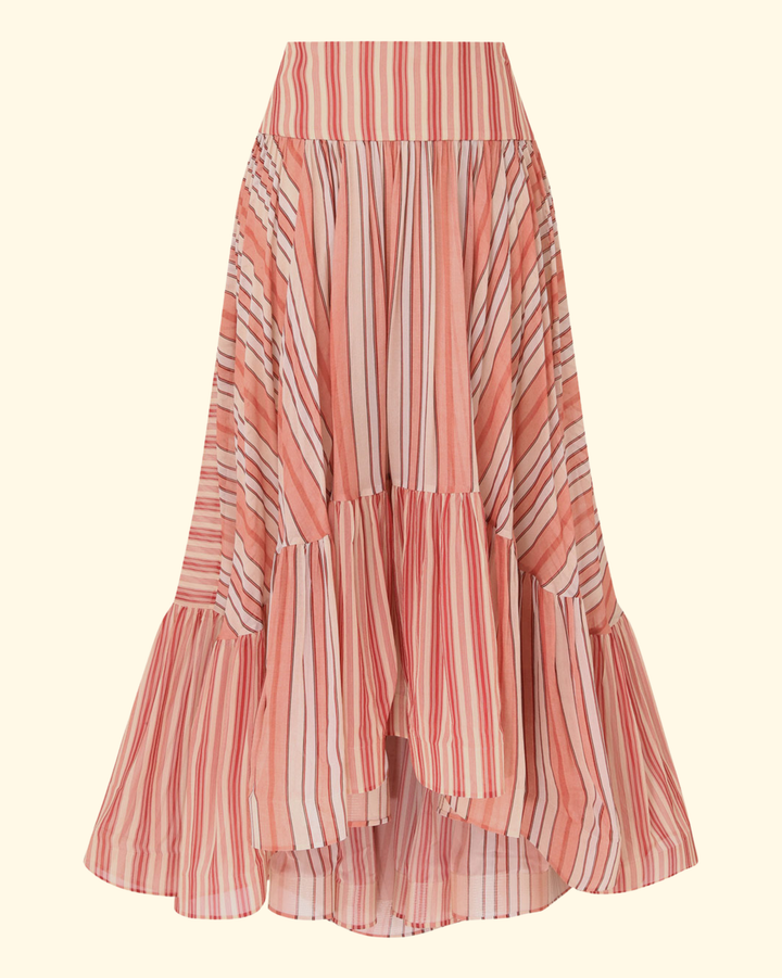 Rebellion Bohemian Midi Skirt | Red Stripe