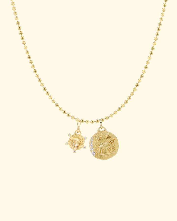 Elephant Quadriga + Sol Pendant | 3mm Caviar Chain