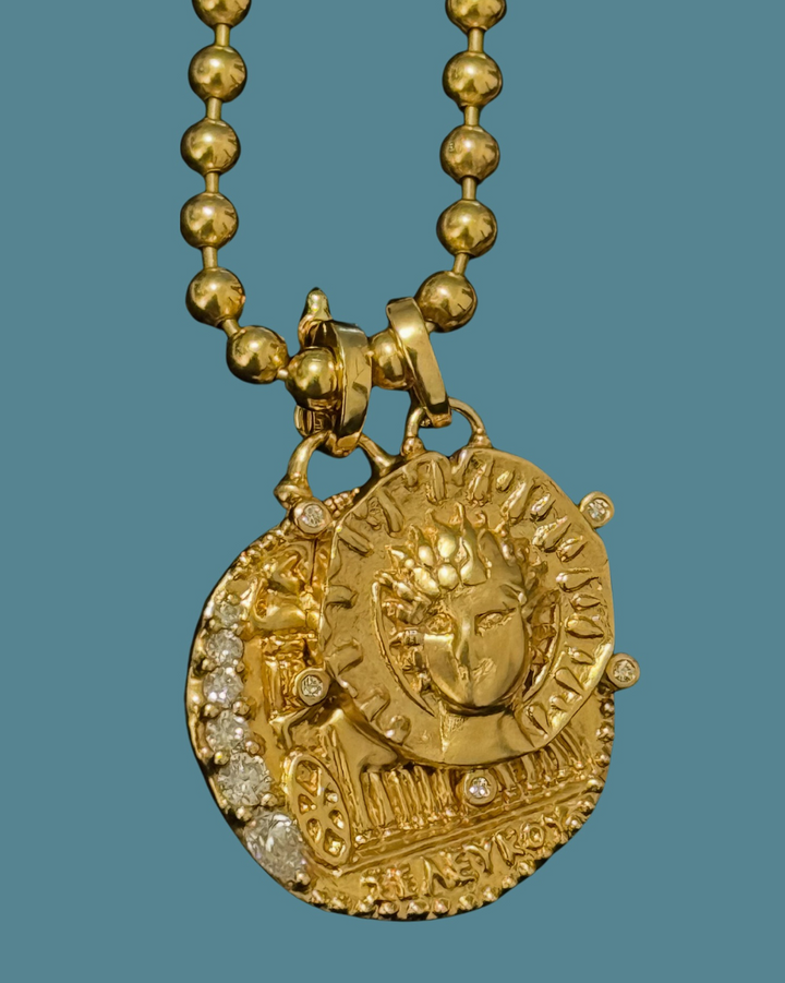 Elephant Quadriga + Sol Pendant | 3mm Caviar Chain
